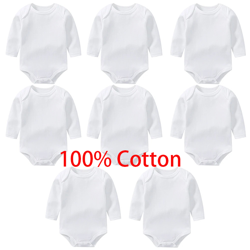 Baby Clothing Onesies - 3/8PCS/LOT Long Sleeved Baby Bodysuits 100%
