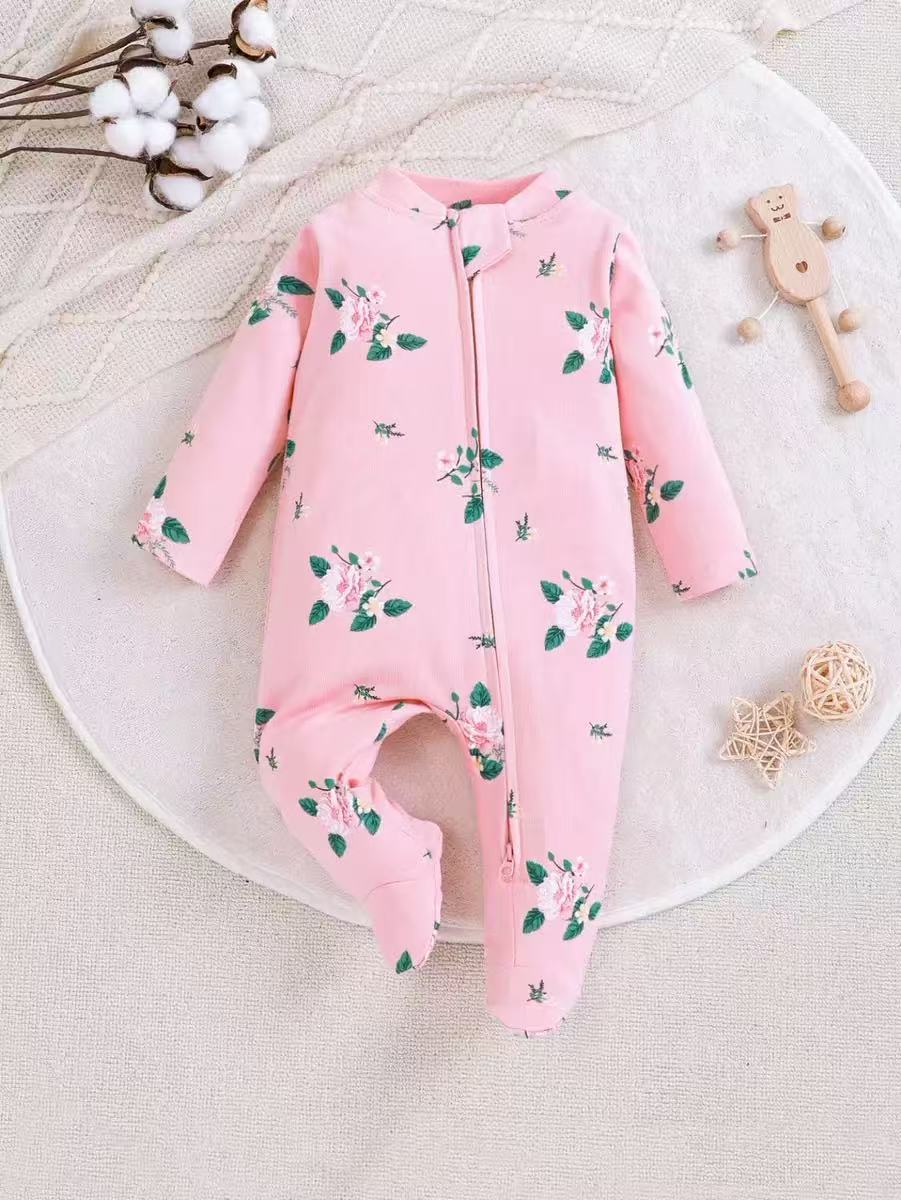 Baby Clothing Zip - Unisex Newborn Baby Footed Pajamas Long