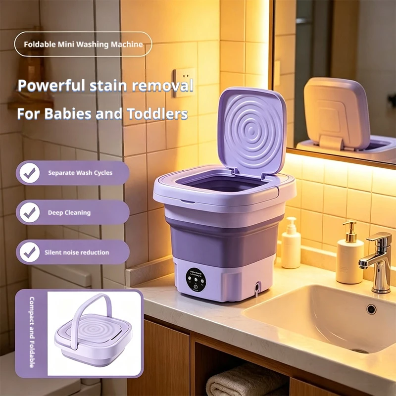 Baby Clothing Basket - 9L Fold Mini Washing Machine Portable