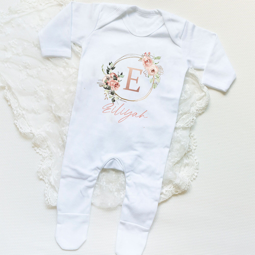 Baby Clothing Name - Personalised Baby Girl Sleepsuit Welcome To