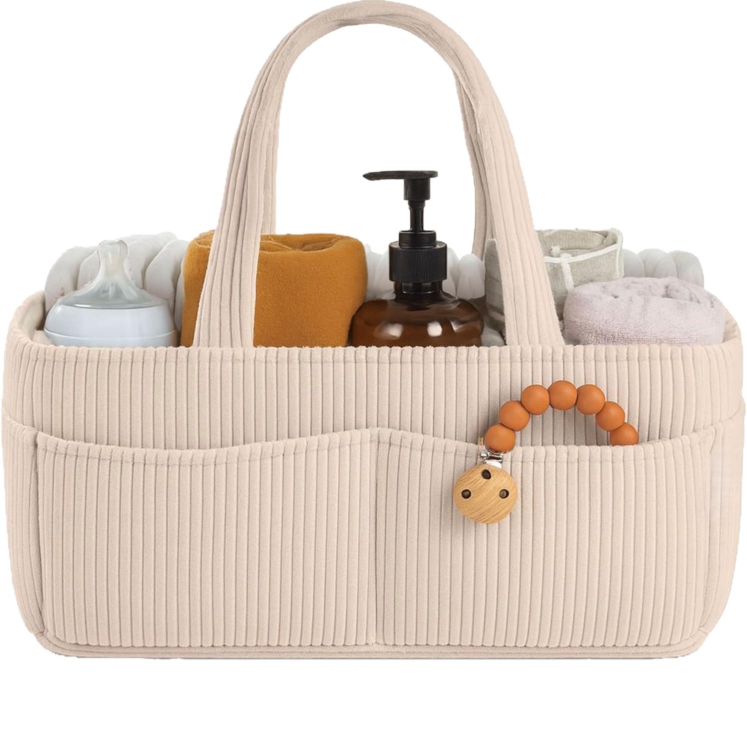 Baby Clothing Basket - New Corduroy Diaper Caddy Organizer Foldable