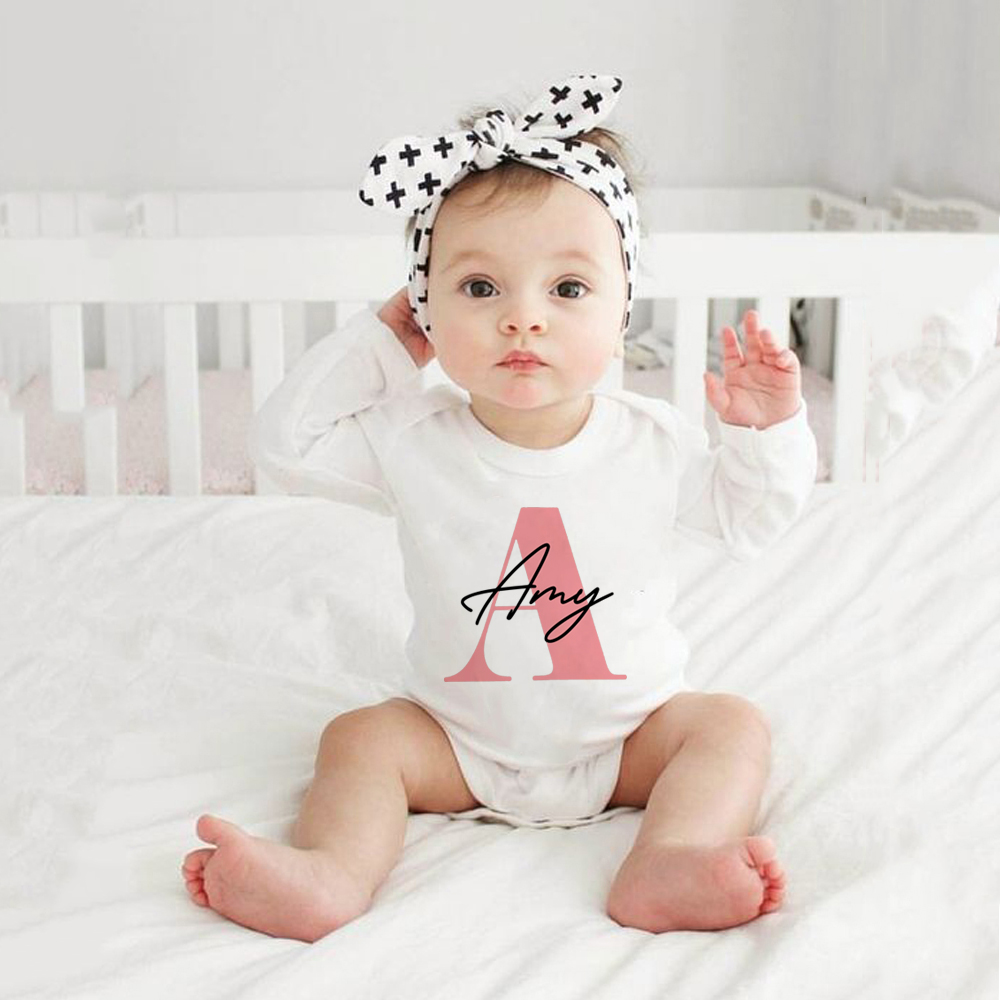 Baby Clothing Name - Baby Girl Name Romper Pregnancy Announcement
