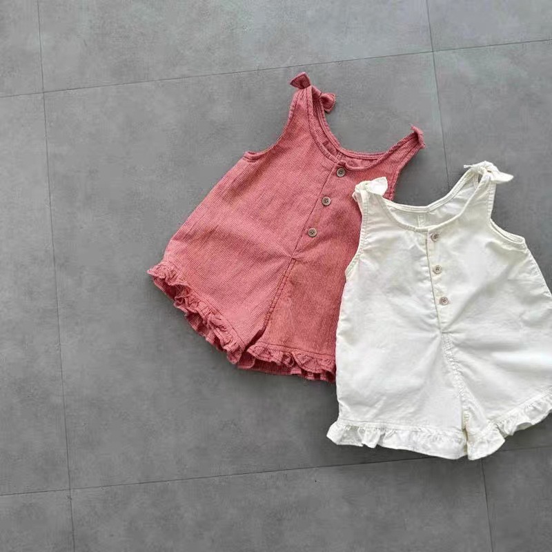 Baby Clothing Discount - HY2831 Girls Summer Romper with Bib