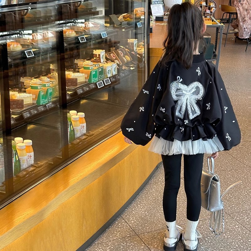 Kids Girls Coat Children's Bow - Baby Clothing Zip 评论和价格