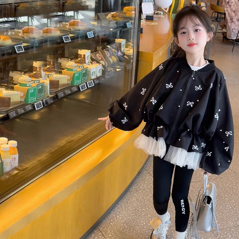 Kids Girls Coat Children's Bow - Baby Clothing Zip 评论和价格