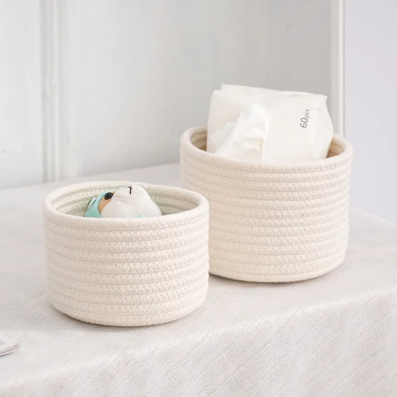 Handmade Woven Cotton Rope Wov - Baby Clothing Basket 评论和价格