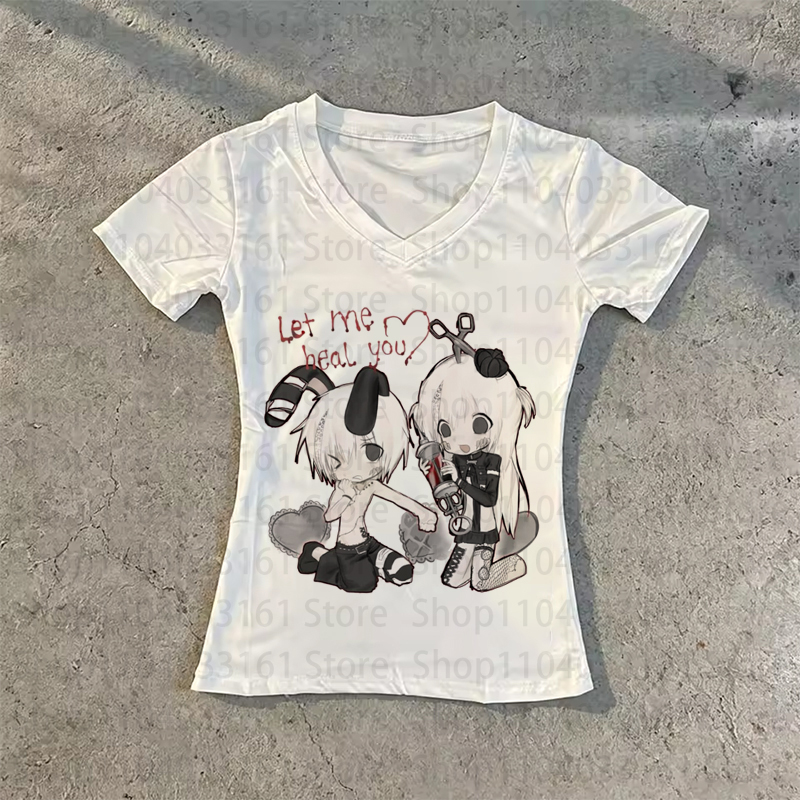 Anime Girl Y2k T-shirt Gothic  - Baby Y2K Clothing 评论和价格
