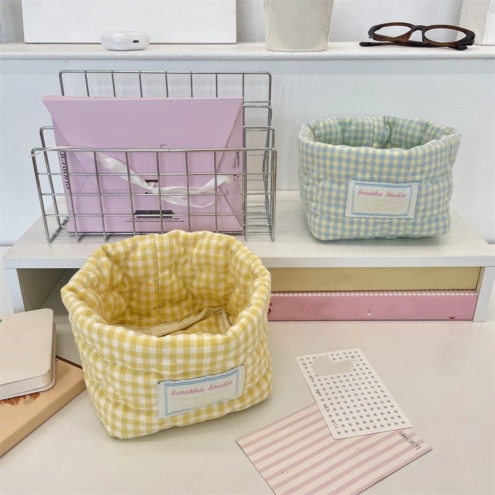 Plaid Stripe Grid Fabric Stora - Baby Clothing Basket 评论和价格