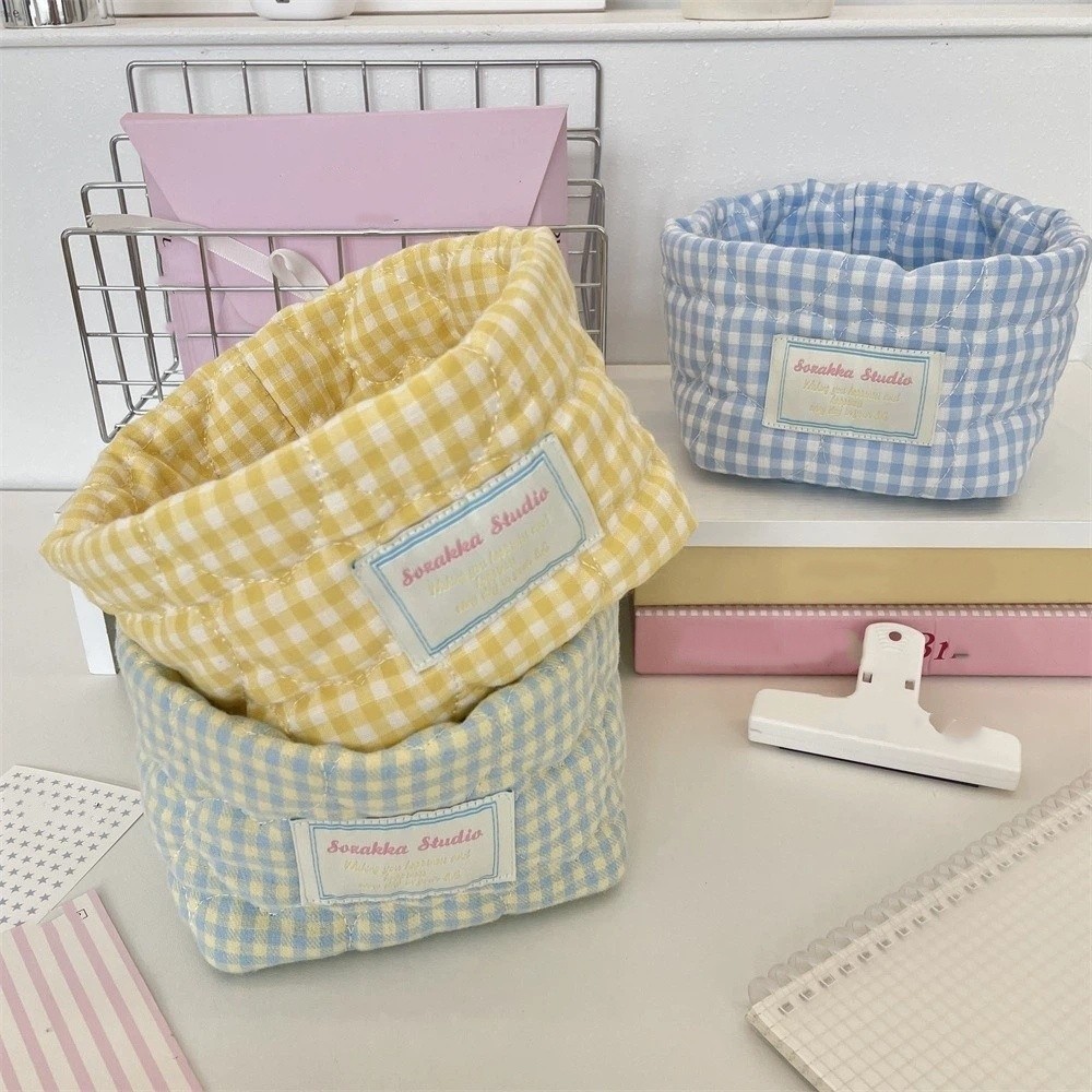 Plaid Stripe Grid Fabric Stora - Baby Clothing Basket 评论和价格