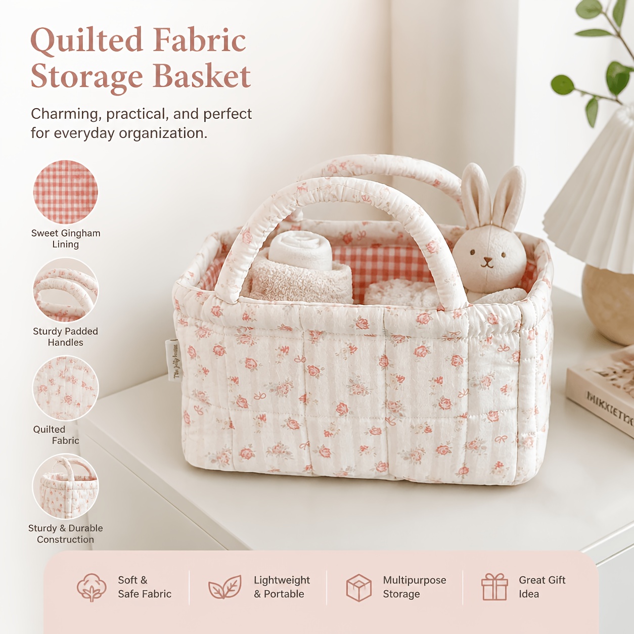 Floral Quilted Storage Basket  - Baby Clothing Basket 评论和价格