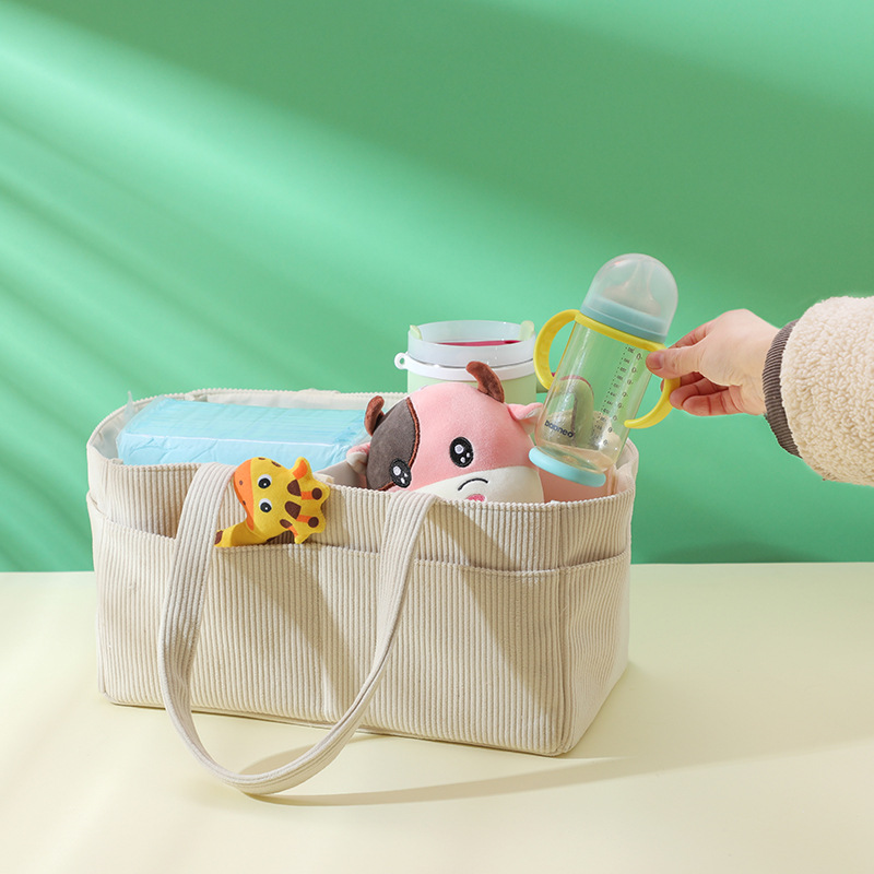 New Corduroy Diaper Caddy Orga - Baby Clothing Basket 评论和价格