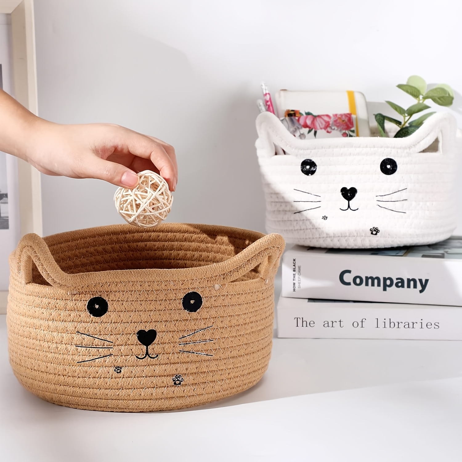 Cat Basket Storage Woven Baske - Baby Clothing Basket 评论和价格